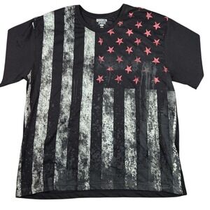 Brooklyn Xpress American Flag Graphic T-Shirt Men's 4XL Black‎ Faded Tee
